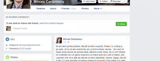 Facebook Mircea Cărtărescu