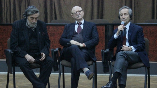 Ioan Sbârciu si Bernard Blistene la ceremonia de acordare a titlului doctor honirs causa