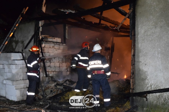 INCENDIU VIOLENT în Ocna Dej! Un adăpost de animale s-a făcut scrum  sursa foto dej24 