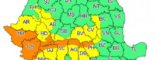 Harta aveertizare ANM cod galben / portocaliu 14-16 decembrie 2018