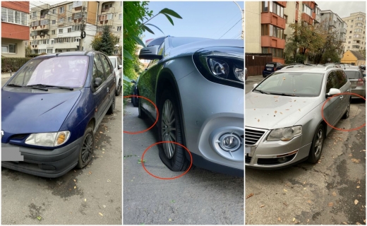 Vandalii își fac veacul pe Gorunului! Mașini cu roțile tăiate, plângerea la Poliție se lasă așteptată