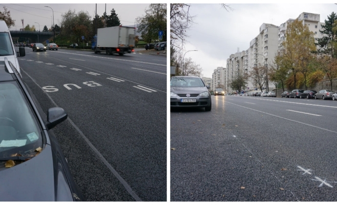 Banda dedicată de pe Calea Florești, funcțională din 5 noiembrie. Adio, parcări pe diagonală!