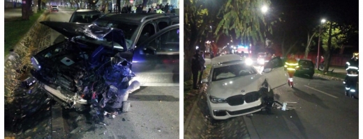 Accident pe Aleea Stadionului! Trei mașini făcute praf, o femeie a ajuns la spital, sursă foto: ISU Cluj