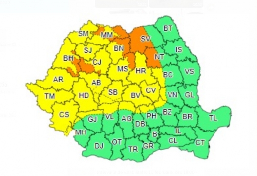 Cod PORTOCALIU în județul Cluj! Intensificări de vânt, viscol, vizibilitate redusă