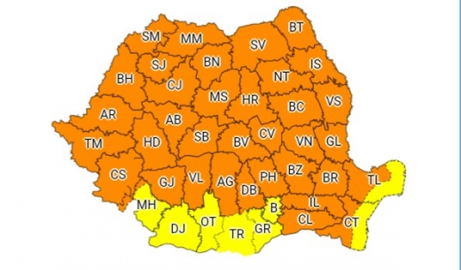 Codul PORTOCALIU de VREME REA a fost prelungit de meteorologi