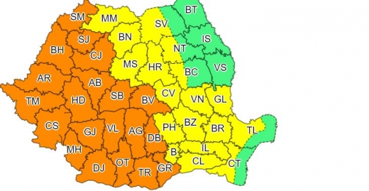 Cod portocaliu în 20 de județe