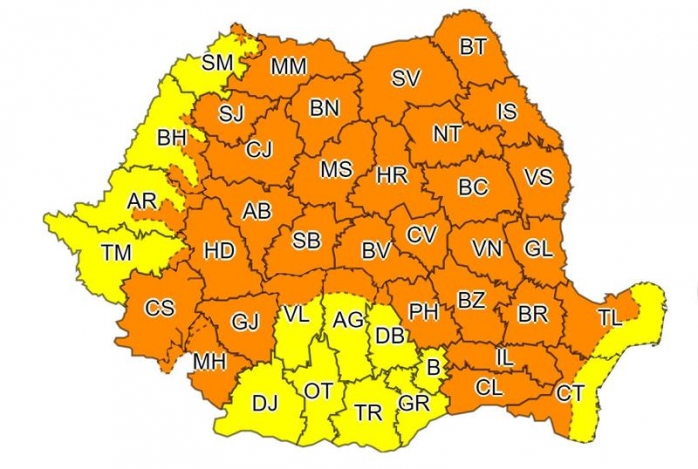 O nouă avertizare COD PORTOCALIU la Cluj. Până când ține vremea rea