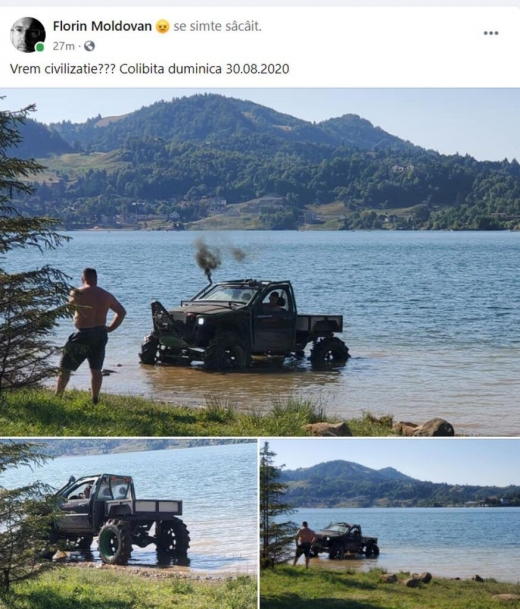 S-a răcorit cu tot cu mașină, în Lacul Colibița! Ce amendă a primit șoferul?