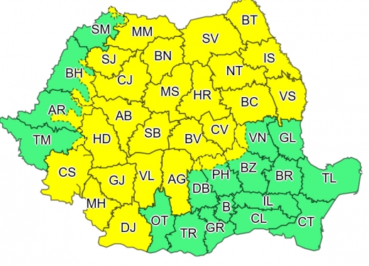 Codul galben de ploi a fost prelungit. Clujul, lovit de vijelii