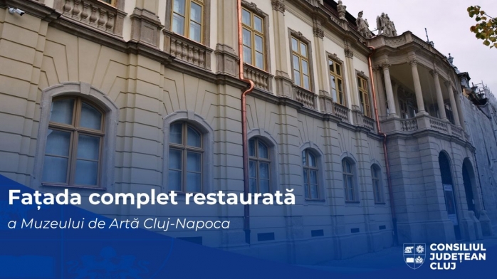 Fațada Muzeului de Artă din Cluj-Napoca a fost restaurată