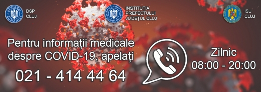 Linie telefonică DSP nouă pentru informații despre COVID19, disponibilă de azi la Cluj