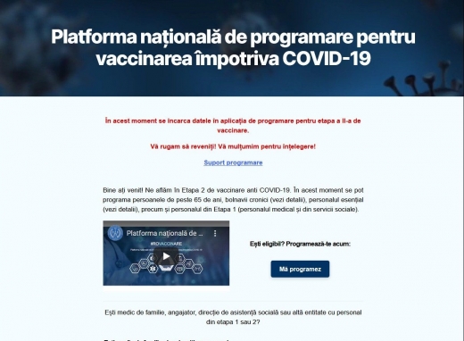 Platforma online pentru programările la vaccinare anti-COVID nu funcționează!