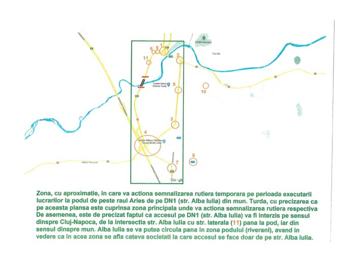 Se închide traficul pe podul peste râul Arieș, Turda de azi. Plan de deviere al circulației.