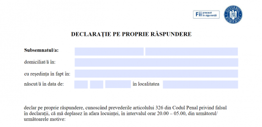 Declarația pe propria răspundere și adeverința de angajator, obligatorii pentru circulația după orele 18:00 și 20:00