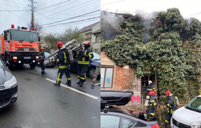 Incendiu de proporții la o casă din Cluj-Napoca! Pompierii bănuiesc că o persoană se află înăuntru