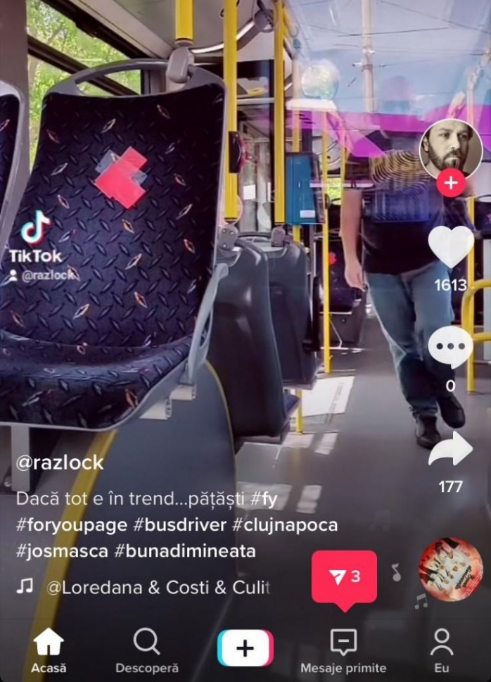 VIDEO. Șofer de la CTP, vedetă pe Tik Tok! Clipuri amuzante direct din autobuz