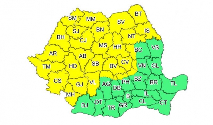 Vremea la Cluj. Meteorologii au anunțat un cod galben de ploi