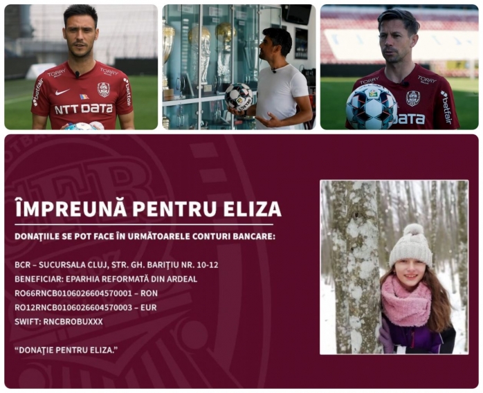 CFR Cluj și Bob Rădulescu se alătură campaniei umanitare „Împreună pentru Eliza”. Află cum poți ajuta și tu!