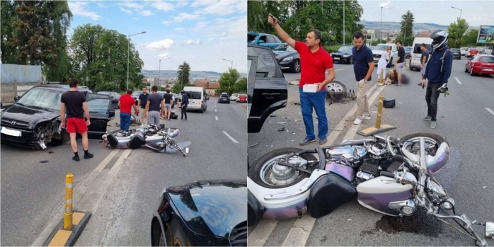 Accident GRAV pe Calea Turzii! Un motociclist, întins pe jos în mijlocul drumului după impact