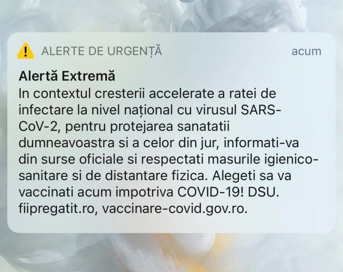 Au fost emise mesaje de ALERTĂ EXTREMĂ din cauza creșterii accelerate a cazurilor de Covid-19 în România