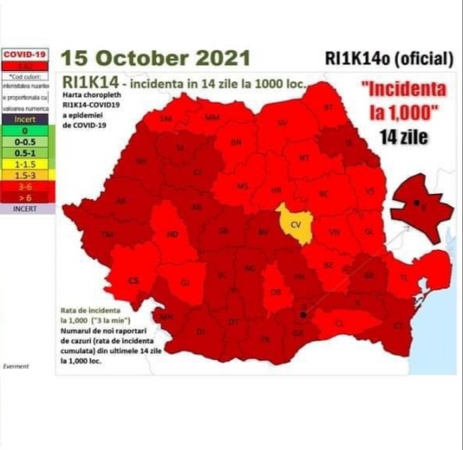 România, în CEA MAI GRAVĂ situație! TOATĂ țara, în scenariul ROȘU. Epidemiolog: „20.000 de români urmează să moară”.