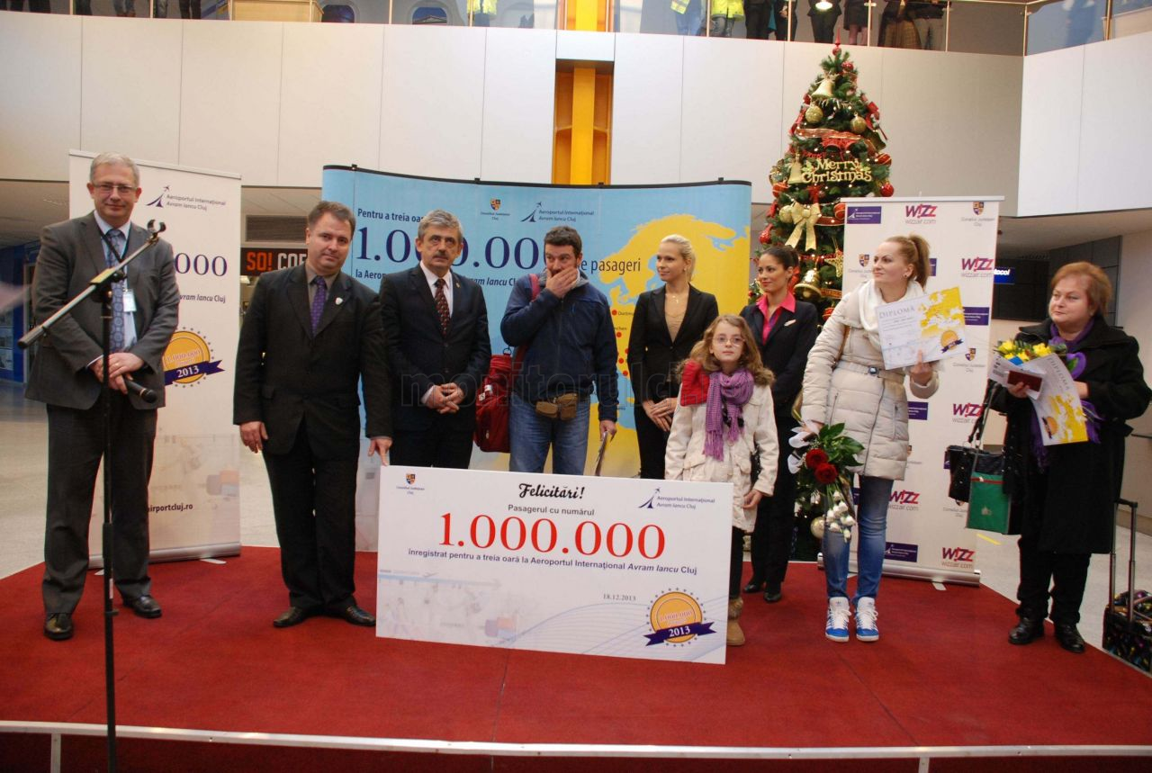 pasagerul cu numărul 1.000.000 înregistrat în 2013 la Aeroportul Internaţional Cluj