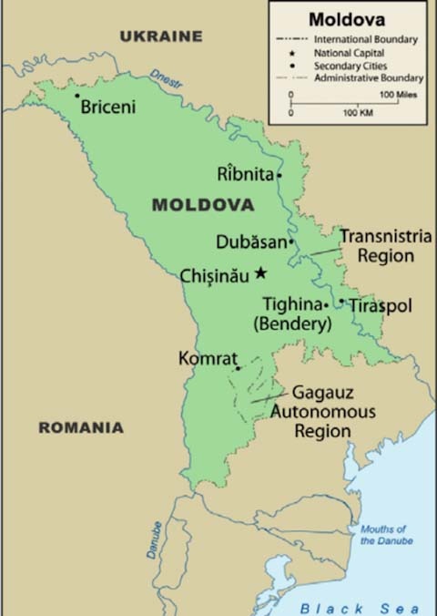 Harta regiunii Transnistria din cadrul Republicii Moldova. Sursă foto: Vice.com