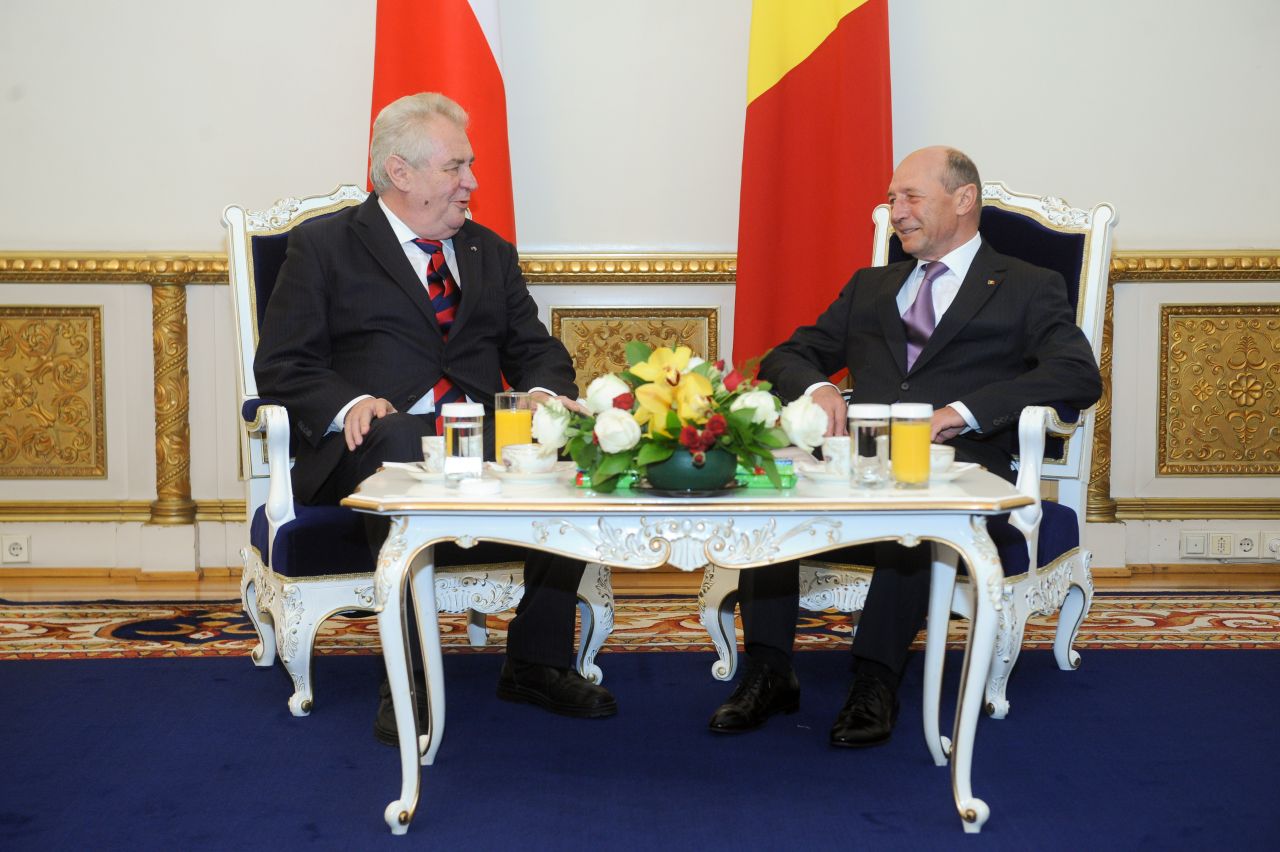 Președintele României Traian Băsescu și preşedintele Cehiei, Milos Zema. Sursă foto: Presidency.ro