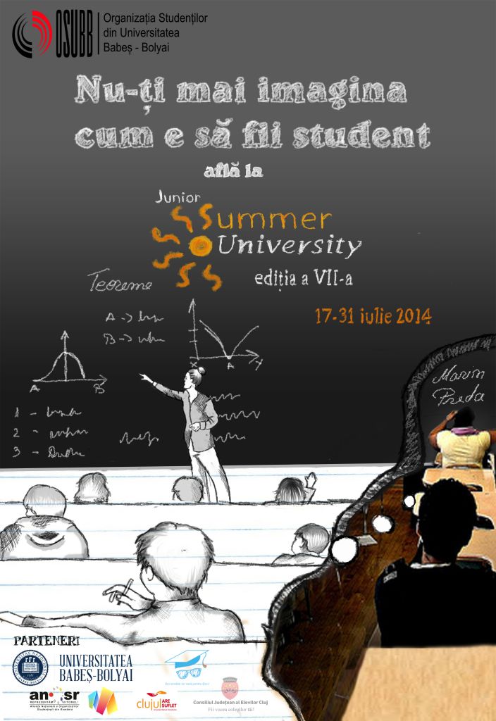 Afișul celei de-a 14 ediție a „Junior Summer University” de la UBB Cluj
