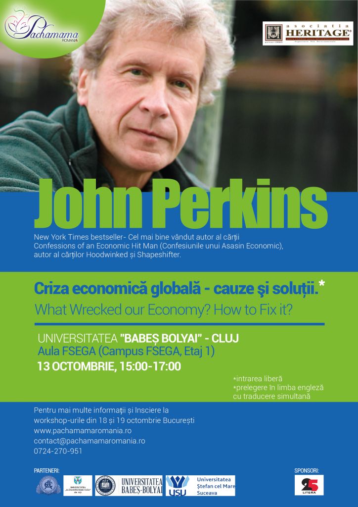 John Perkins vine la UBB pentru a vorbi despre criza economică globală