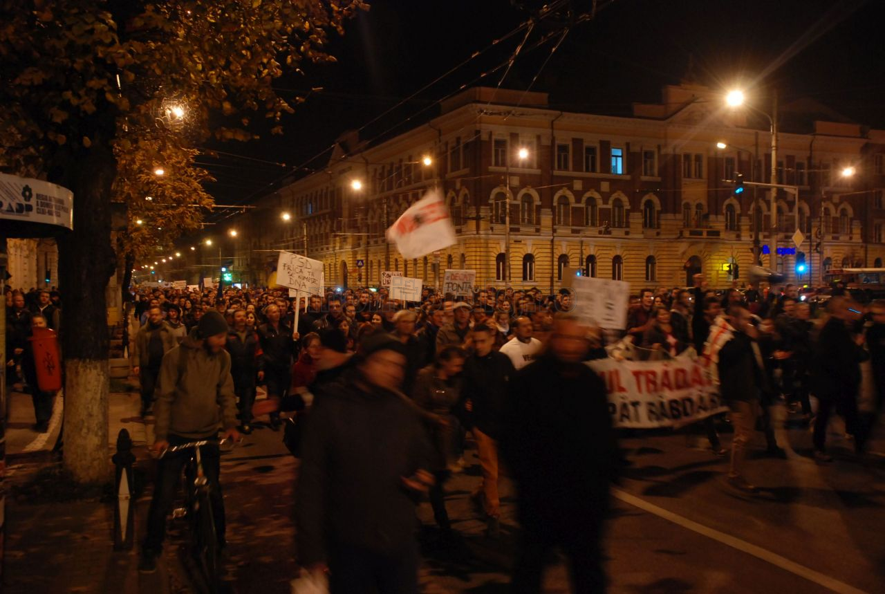 Protest anti-Ponta la Cluj-Napoca. Foto: Otilia Mureşan