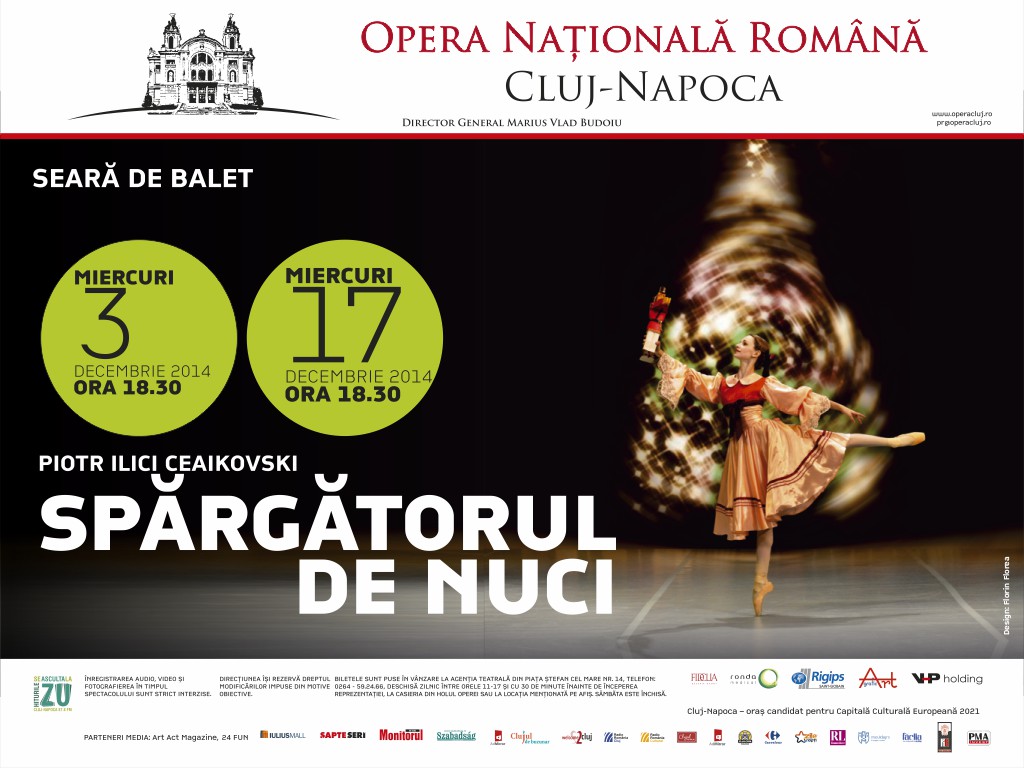 Afișul baletului Spărgătorul de Nuci de la Opera Română din Cluj-Napoca