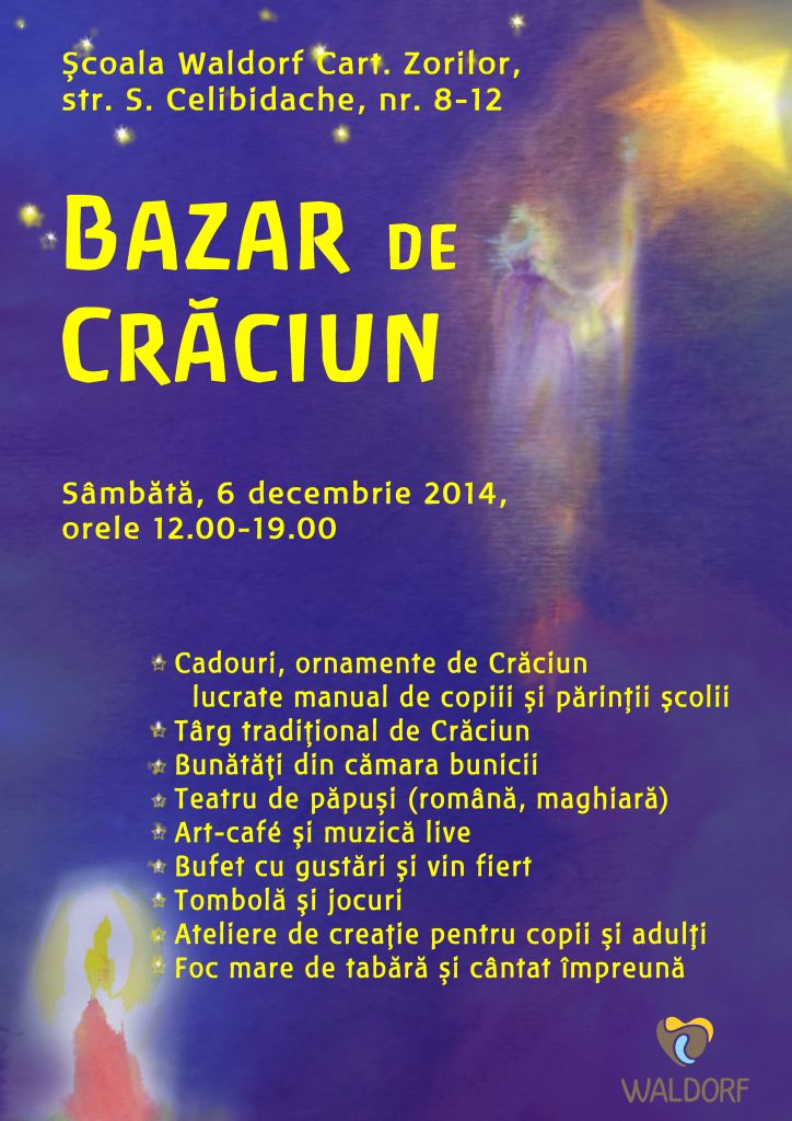 Afişul Bazarului de Cărciun organizat de Şcoala Waldorf din Cluj-Napoca 