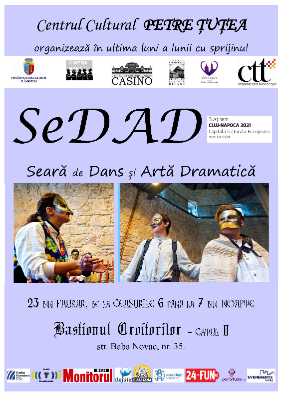 Afișul ediției din luna februarie a proiectului cultural „Seară de dans și artă dramatică”