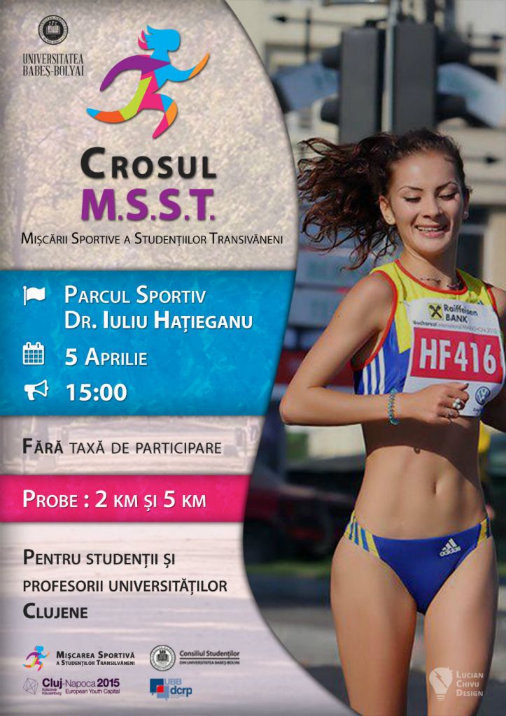 Afişul consursului sportiv Crosul Mişcării Sportive a Studenţilor Transilvăneni organizat de UBB Cluj