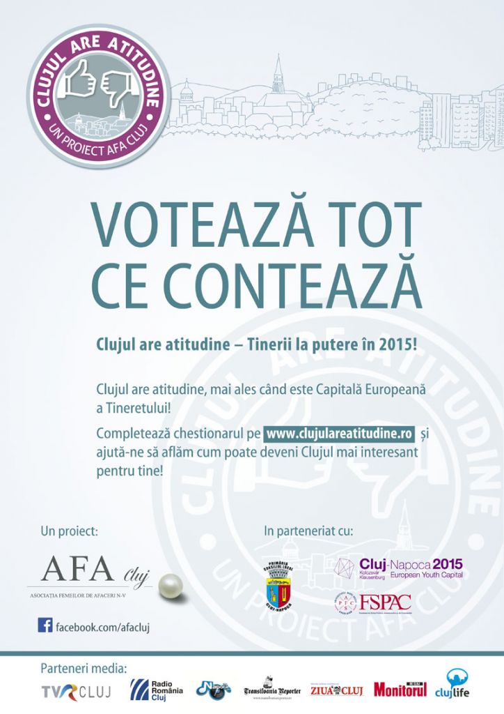 Afişul proiectului „Clujul are atitudine – Tinerii la putere în 2015”