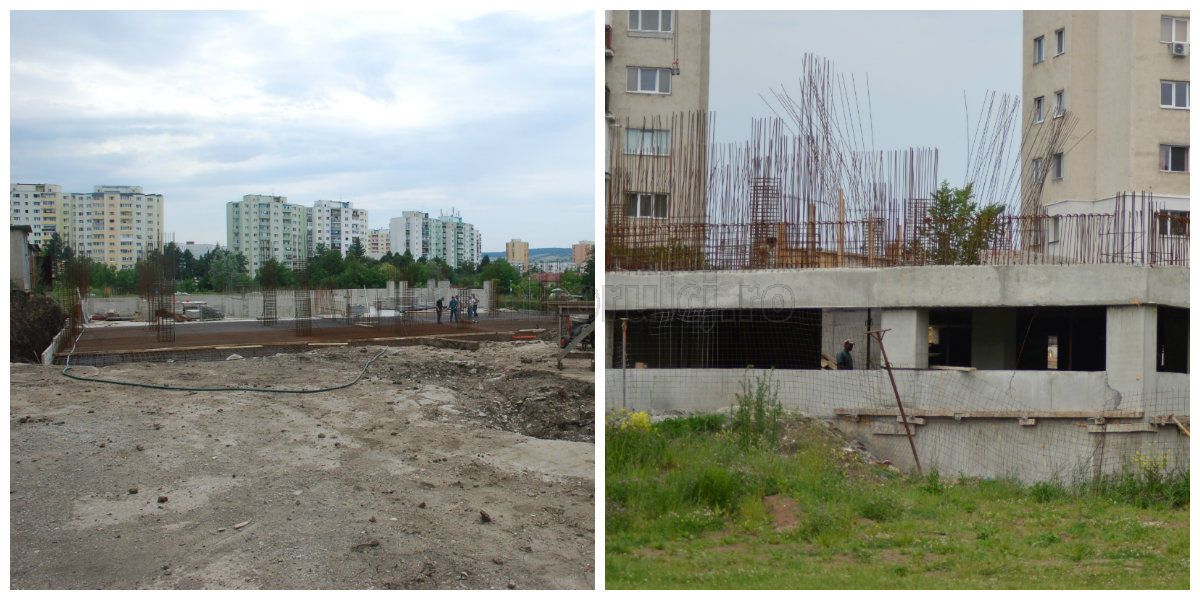 Șantier parking Negoiu 2014 (stânga) și șantier parking Negoiu 2015 (dreapta)