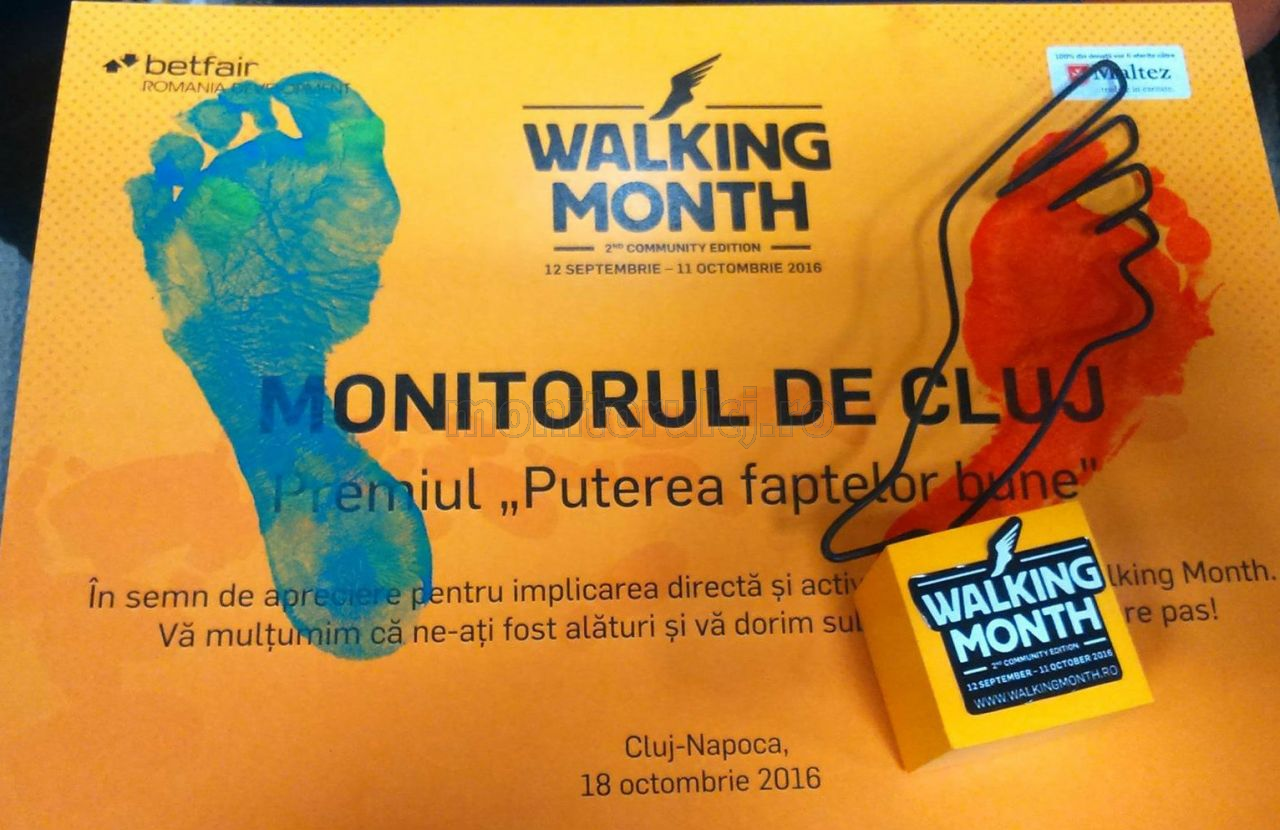 Walking Month, la final. Monitorul de Cluj a primit Premiul Puterea Faptelor Bune