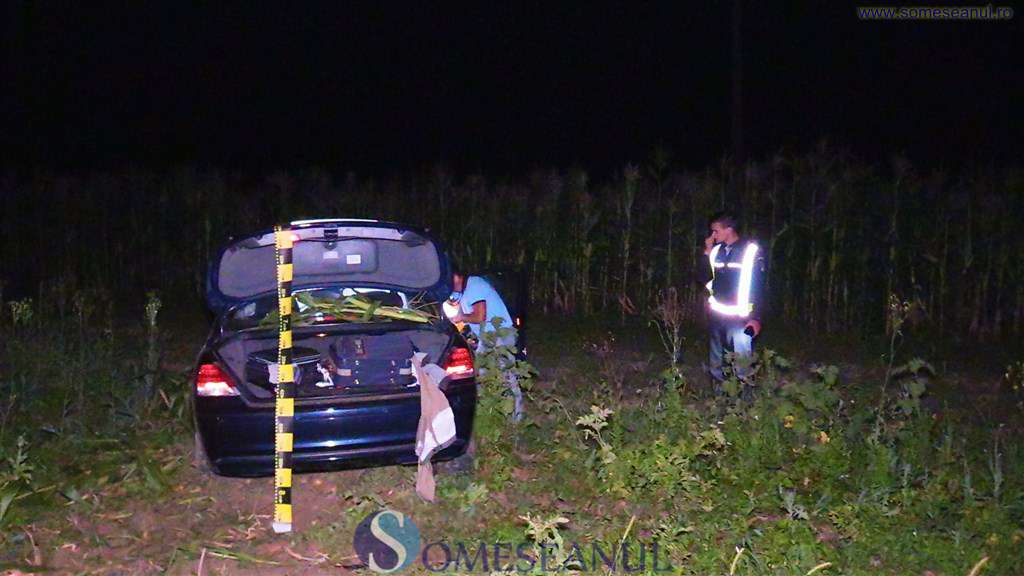 Accident la intrare în localitatea Căşeiu. Un BMW a “zburat” prin lanurile de porumb. 