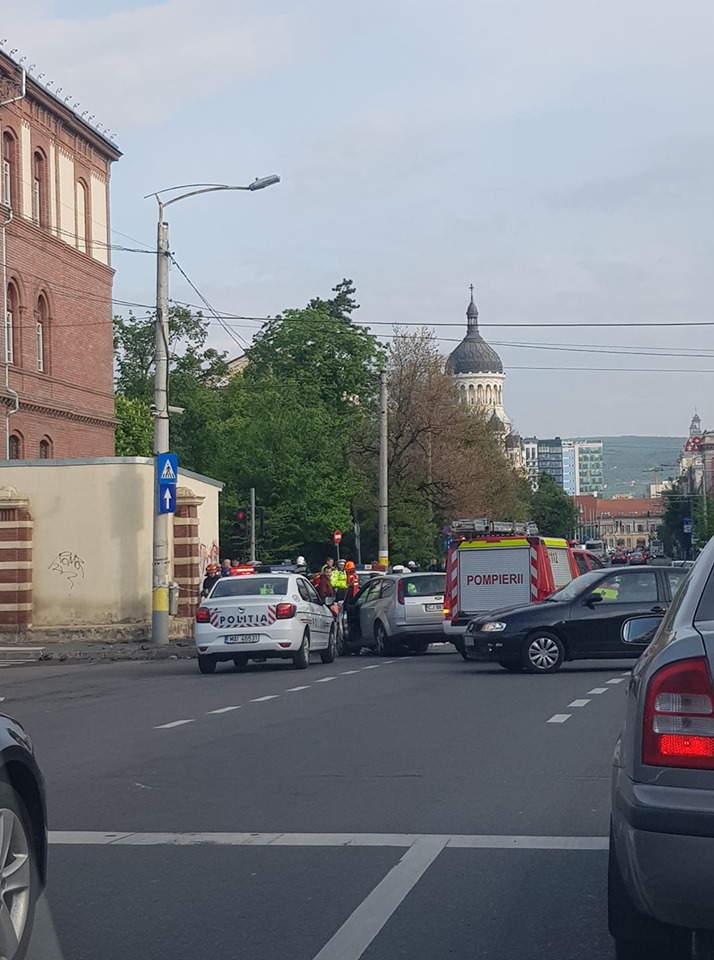 Accident în Piața Cipariu din Cluj-Napoca