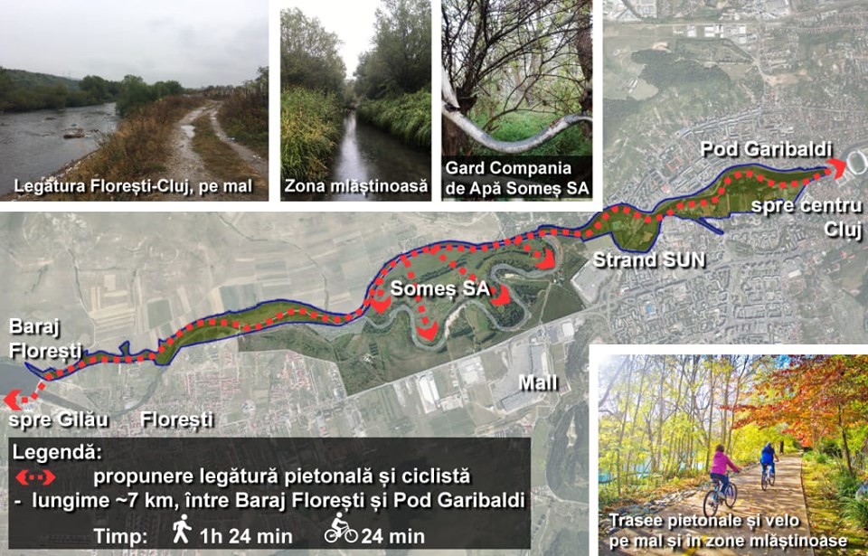 Legătură pietonală și ciclistă între Barajul Florești și Podul Garibaldi: „Ar scoate din Clujul înghesuit mii de persoane în fiecare weekend!”