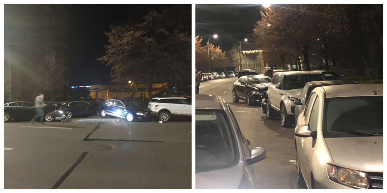 Biliard cu mașini pe Calea Dorobanților! O mașină tractată a făcut prăpăd în miezul nopții, sursă foto: Facebook Info Trafic jud. Cluj