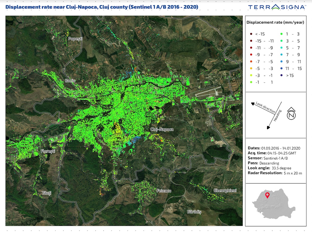 Cartierele Bună Ziua și Zorilor se „SCUFUNDĂ”! Datele obținute din satelit dovedesc deplasarea terenului în Cluj-Napoca