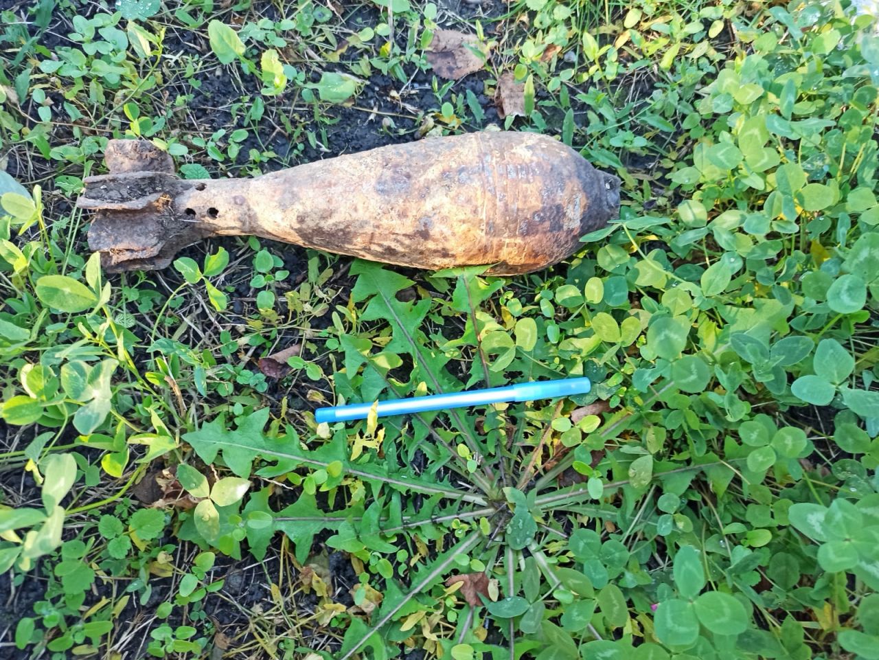 Descoperire inedită la Cluj. O bombă de aruncător a fost găsită pe câmp
