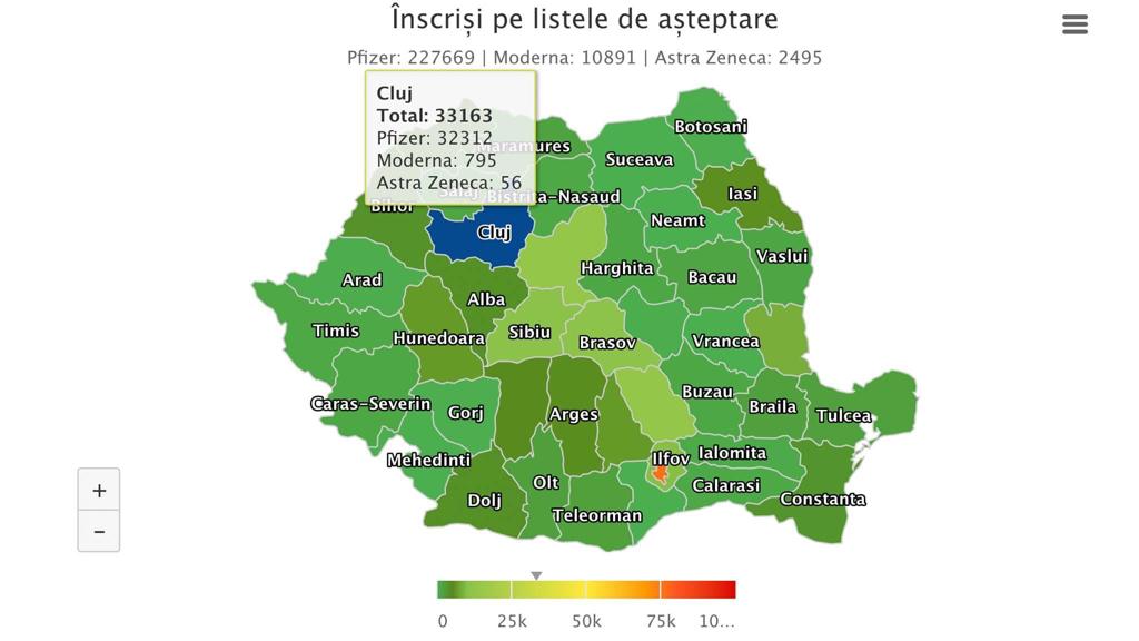 Cluj, locul 1 la interesul în vaccinare