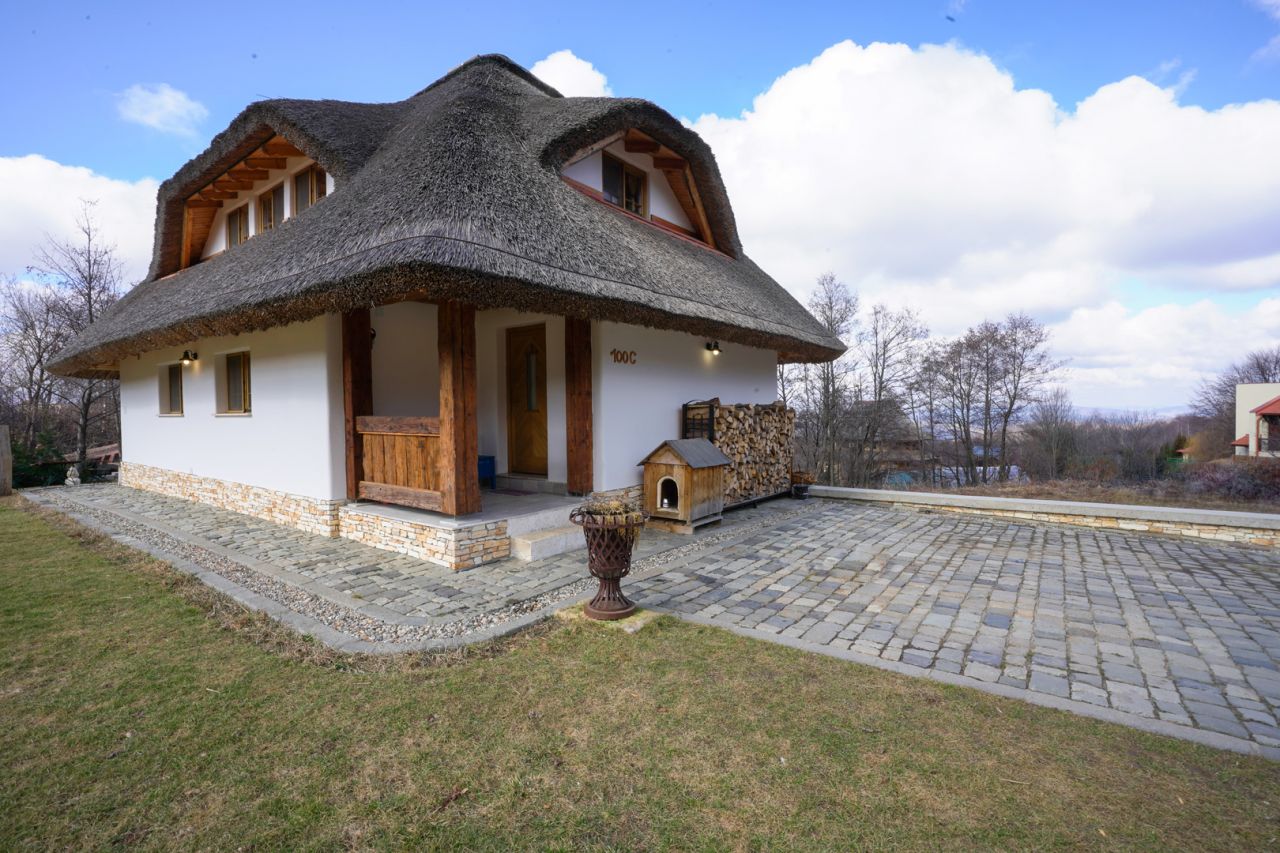 FOTO. Casă rustică din Cluj, cu acoperiș de stuf și grinzi de lemn, scoasă la vânzare cu 365.000 de euro!