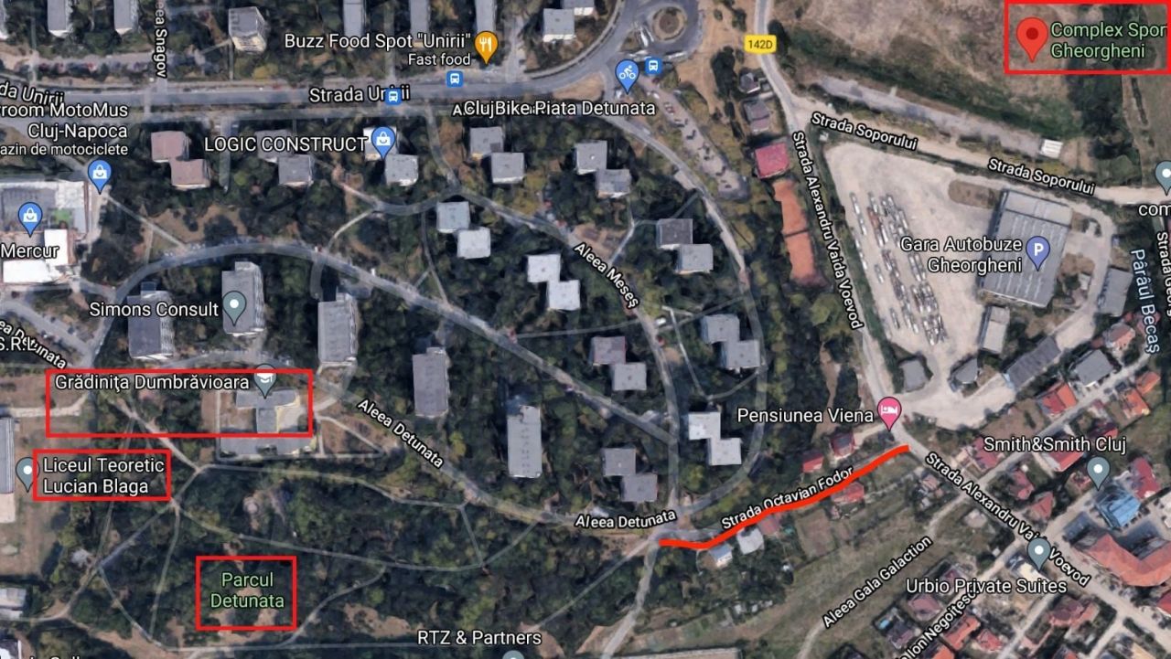 Strada Octavian Fodor, cale de acces către Baza Sportivă și unitățile de învățământ din Gheorgheni