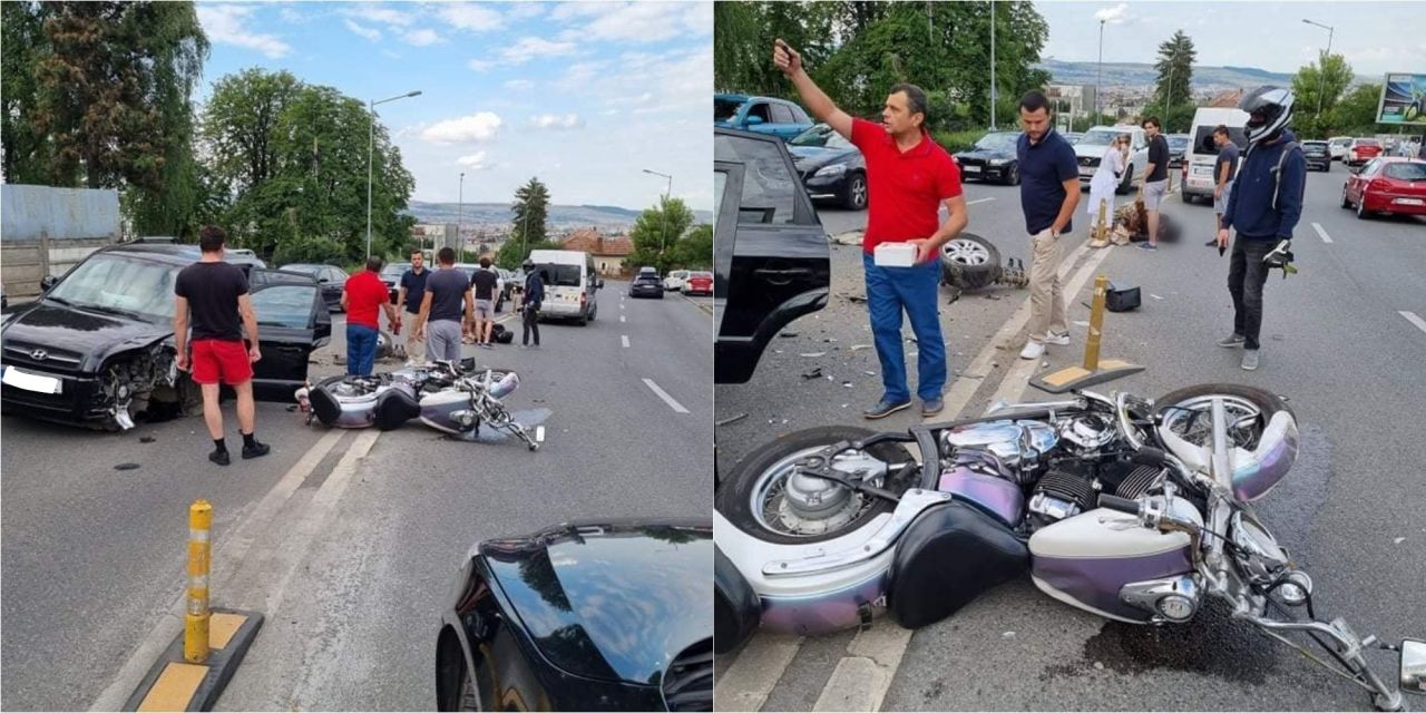 Accident GRAV pe Calea Turzii! Un motociclist, întins pe jos în mijlocul drumului după impact