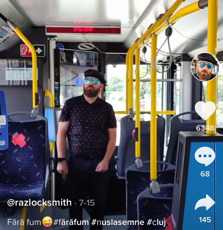 VIDEO. Autobuzele electrice din Cluj-Napoca, promovate pe Tik Tok într-un mod inedit de șoferul vedetă