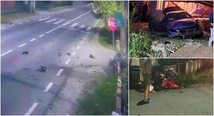 VIDEO. ACCIDENT teribil, filmat în Vișeu  de Sus! Un medic și un motociclist au murit